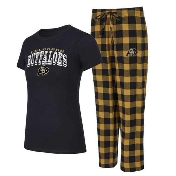 CU Boulder pajama set with printed graphics on top and embroidered logo on bottoms, designed for comfort and team pride